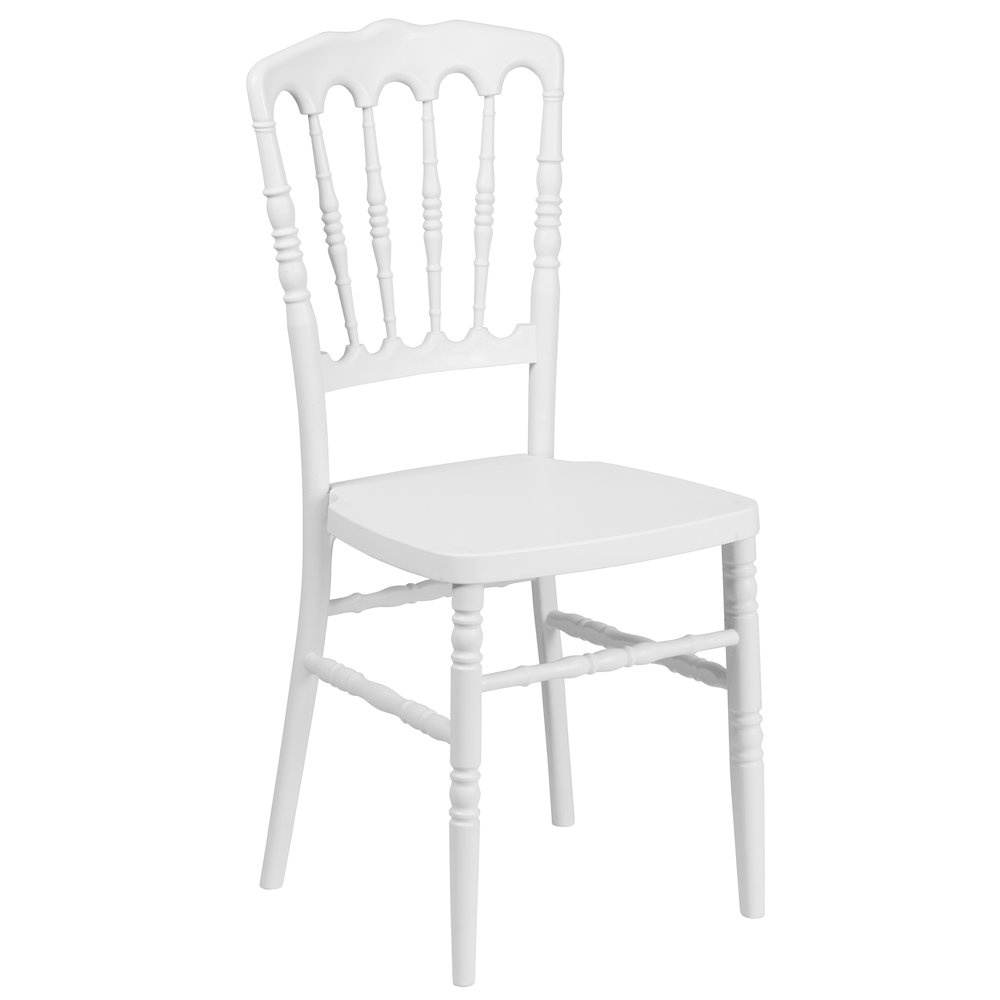 White Resin Stacking Napoleon Chair. Picture 1