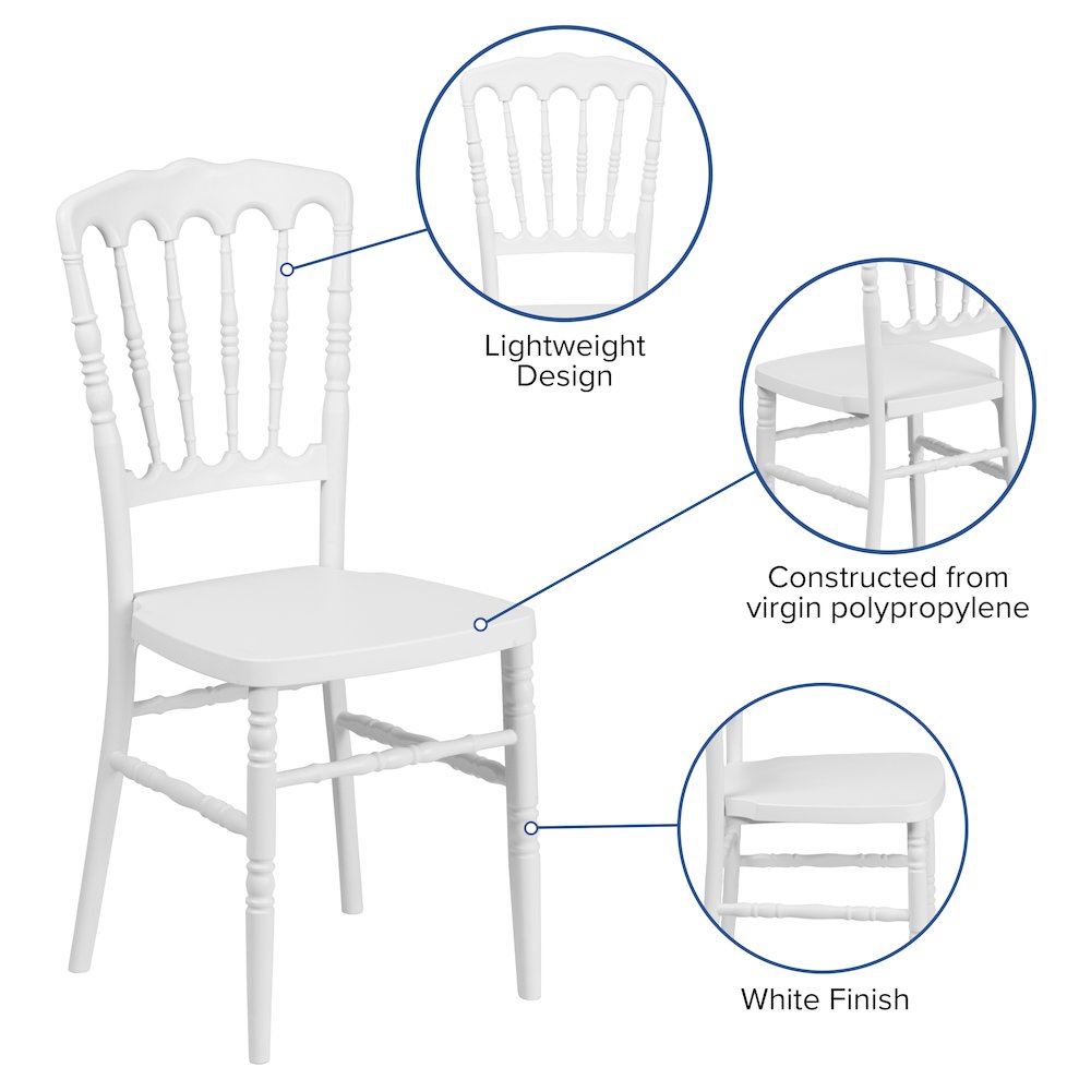 White Resin Stacking Napoleon Chair. Picture 5