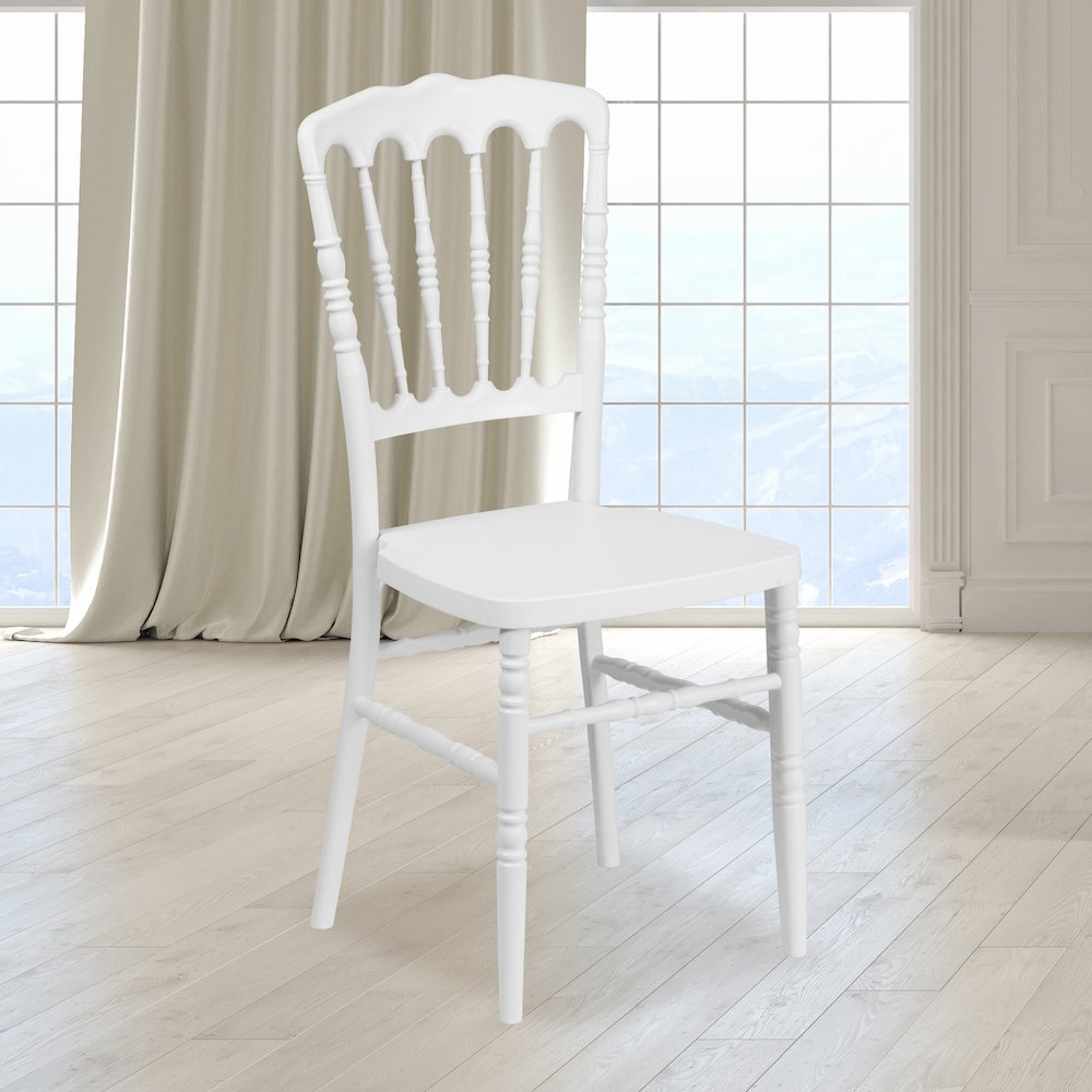 White Resin Stacking Napoleon Chair. Picture 2