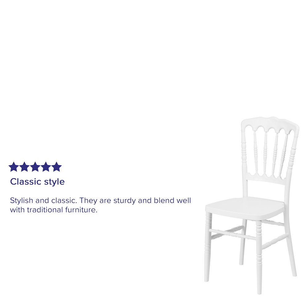 White Resin Stacking Napoleon Chair. Picture 4