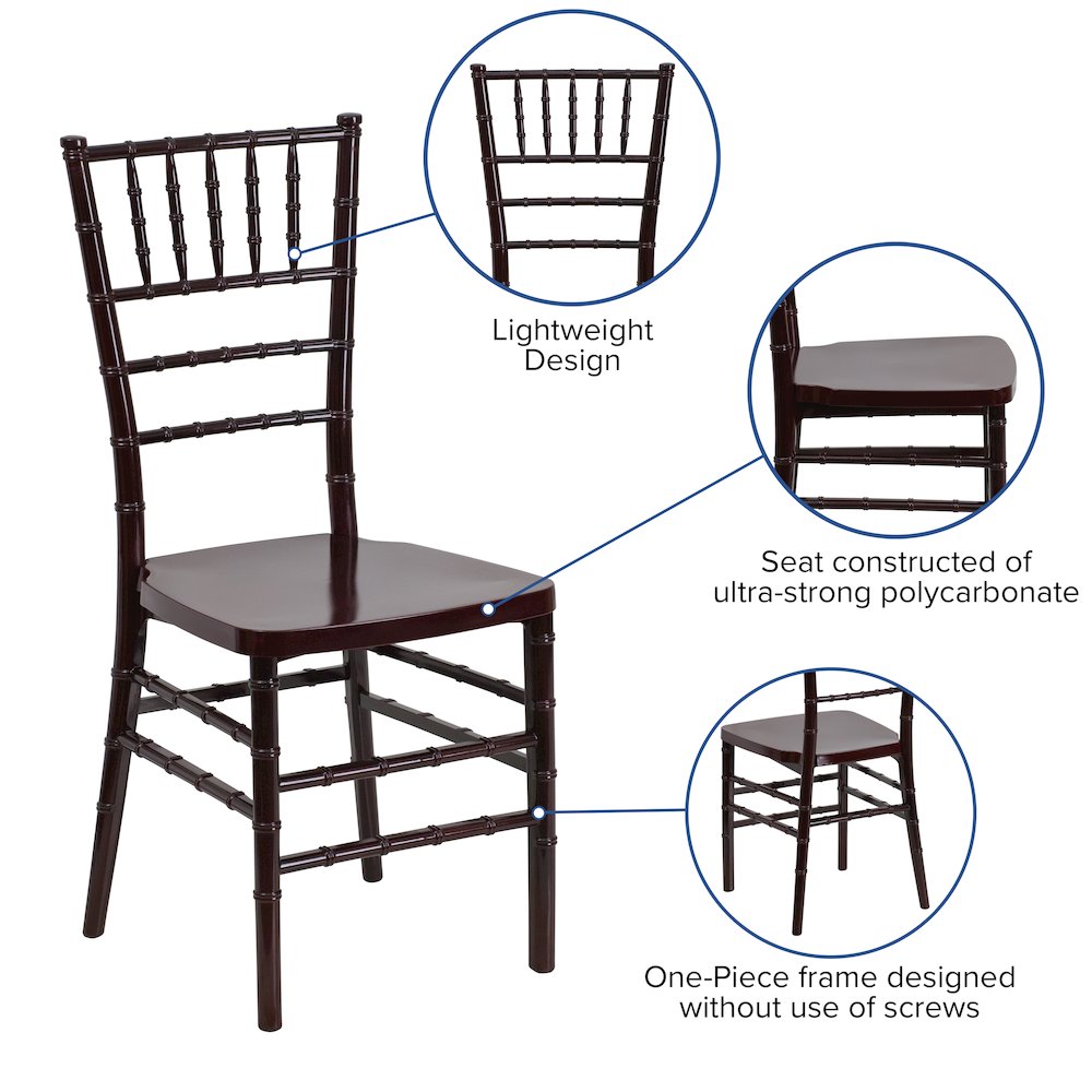 PREMIUM Mahogany Resin Stacking Chiavari Chair. Picture 5