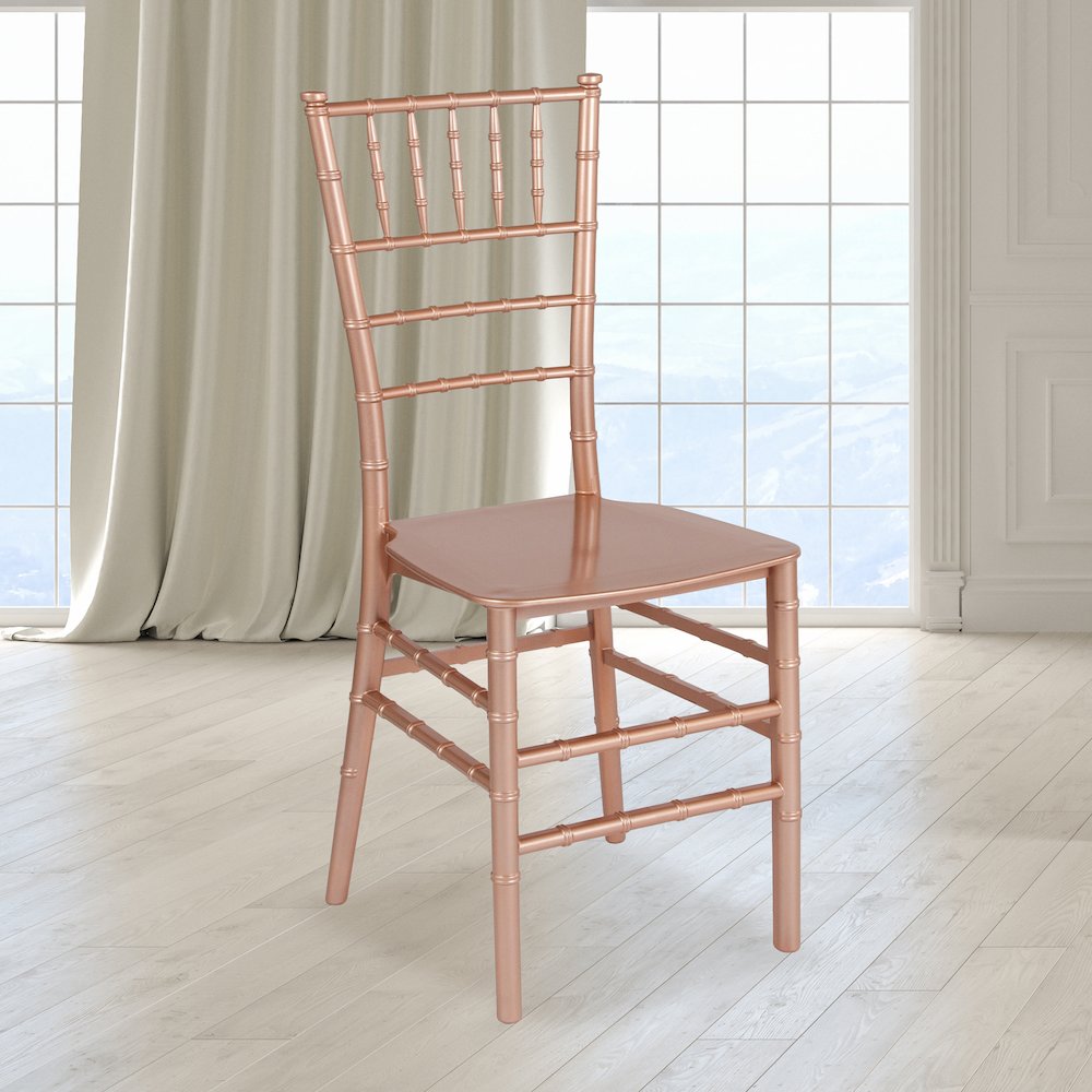 Rose Gold Resin Stacking Chiavari Chair. Picture 2