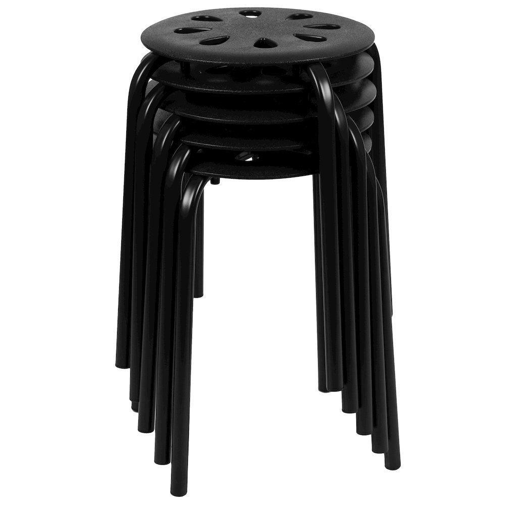 lastic Nesting Stack Stools, 17.5"Height, Black (5 Pack). Picture 1