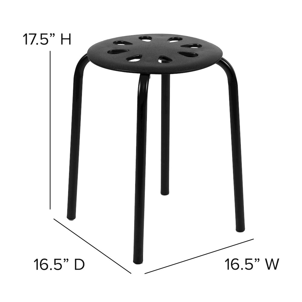 lastic Nesting Stack Stools, 17.5"Height, Black (5 Pack). Picture 5