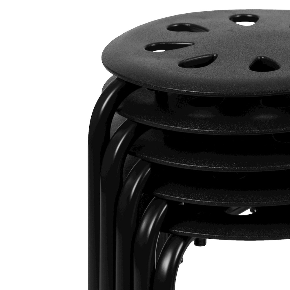 lastic Nesting Stack Stools, 17.5"Height, Black (5 Pack). Picture 9