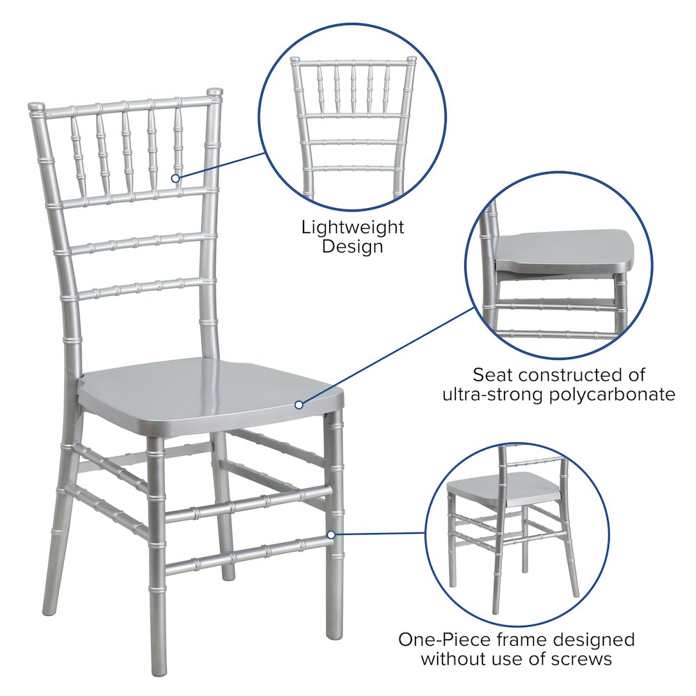 PREMIUM Silver Resin Stacking Chiavari Chair. Picture 5