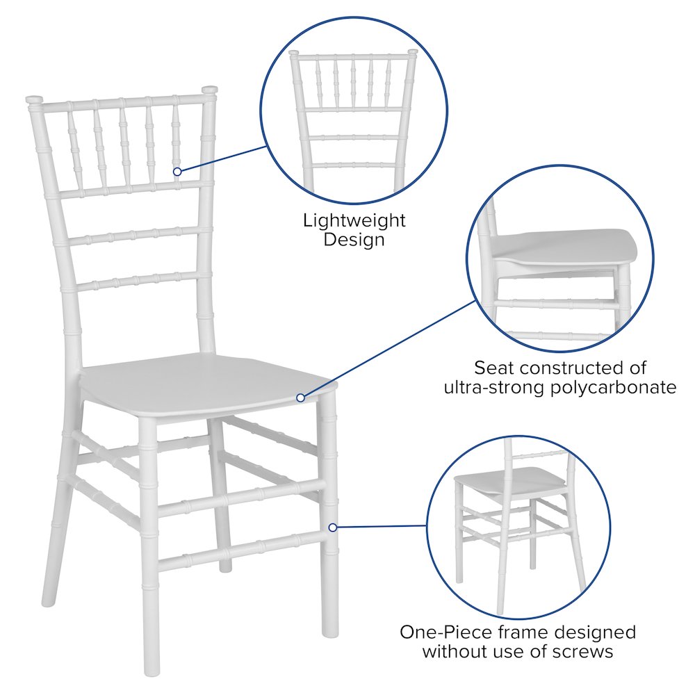 White Resin Stacking Chiavari Chair. Picture 5