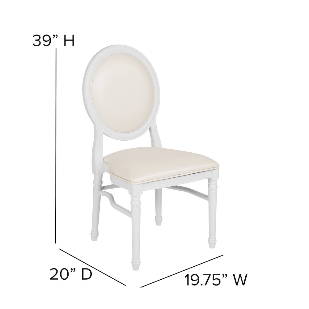 900 lb. Capacity King Louis Chair with White Vinyl Back and Seat and White Frame. Picture 5
