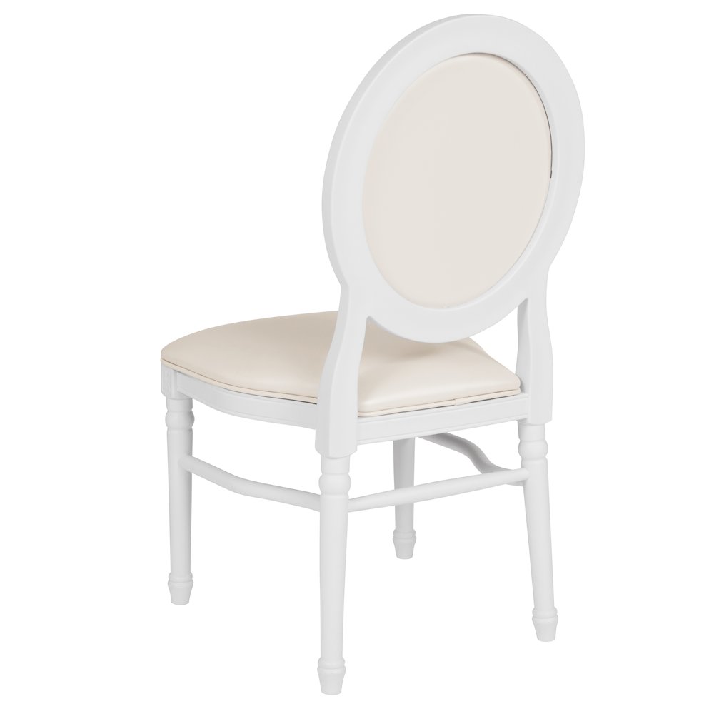 900 lb. Capacity King Louis Chair with White Vinyl Back and Seat and White Frame. Picture 6