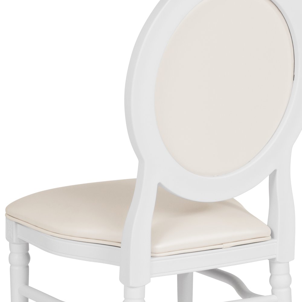 900 lb. Capacity King Louis Chair with White Vinyl Back and Seat and White Frame. Picture 10