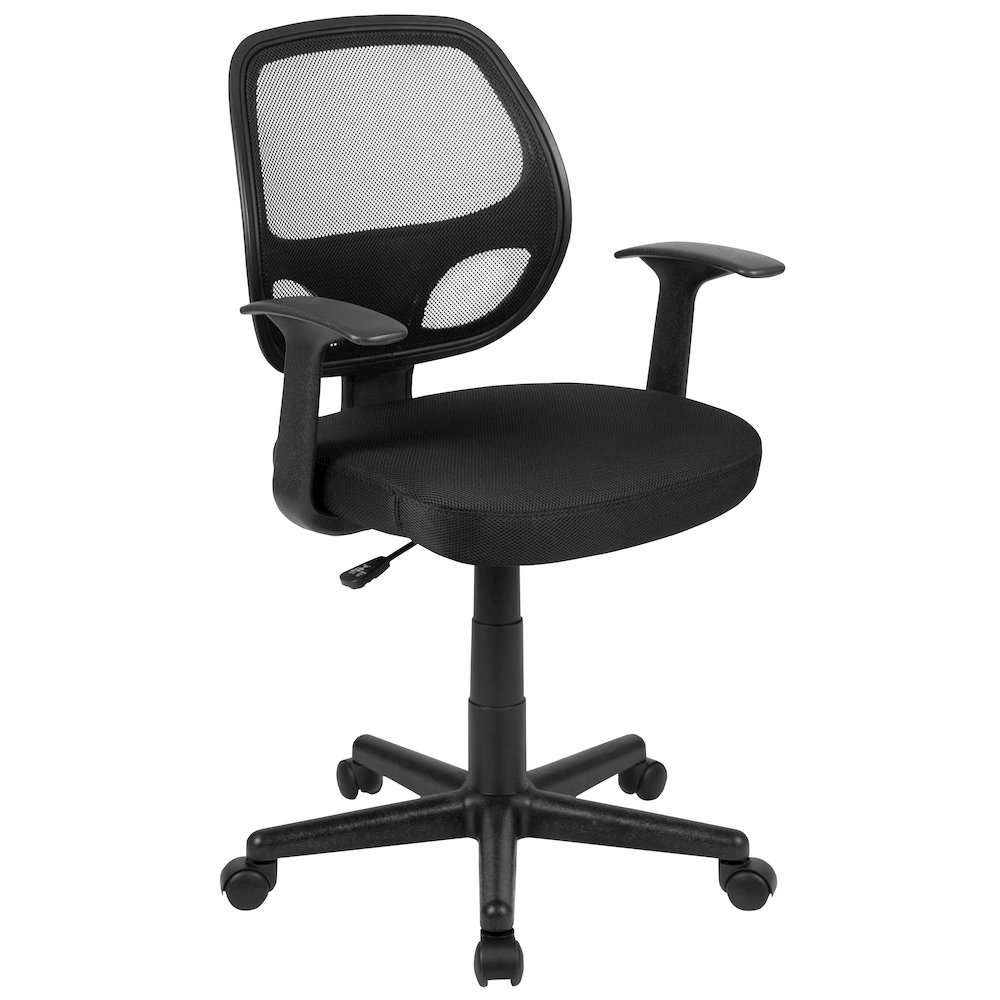 Mid-Back Black Mesh Swivel Ergonomic Task Office Chair with Arms, BIFMA Certified. Picture 1