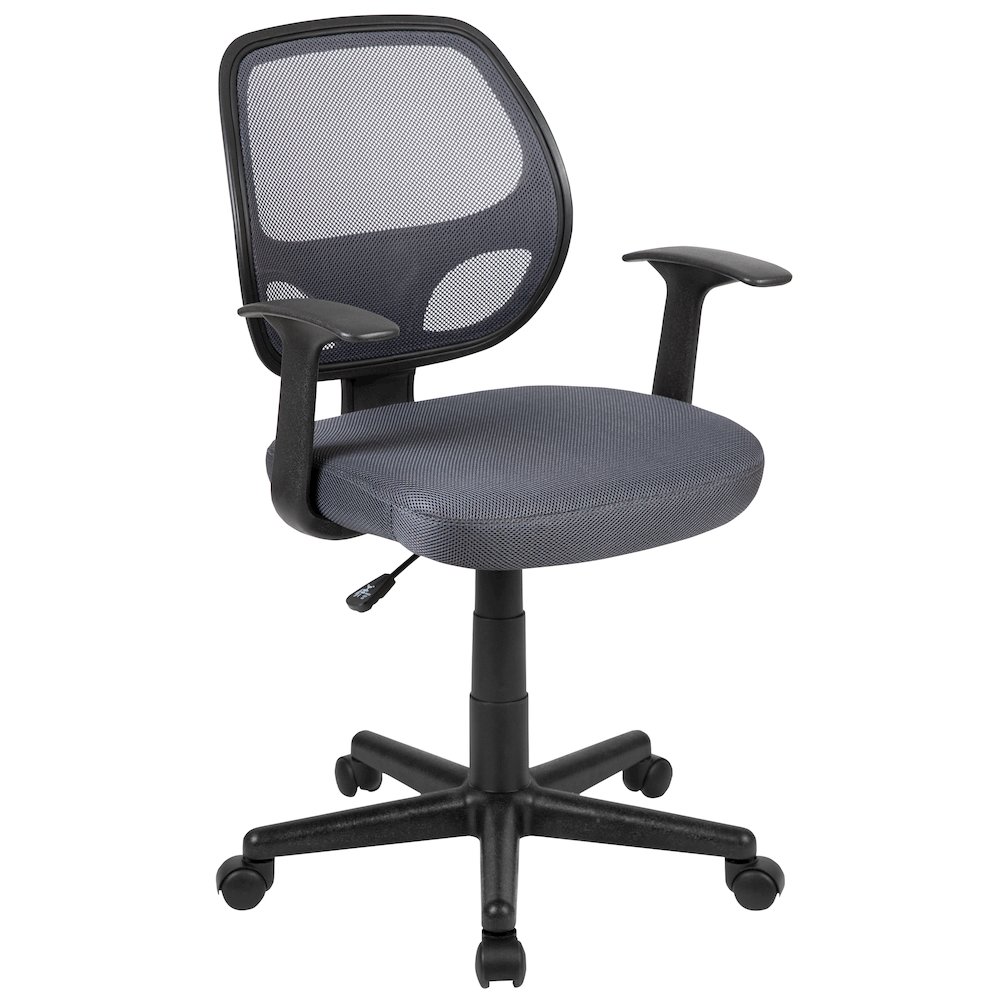 Fundamentals Mid-Back Gray Mesh Swivel Ergonomic Task Office Chair with Arms. Picture 1