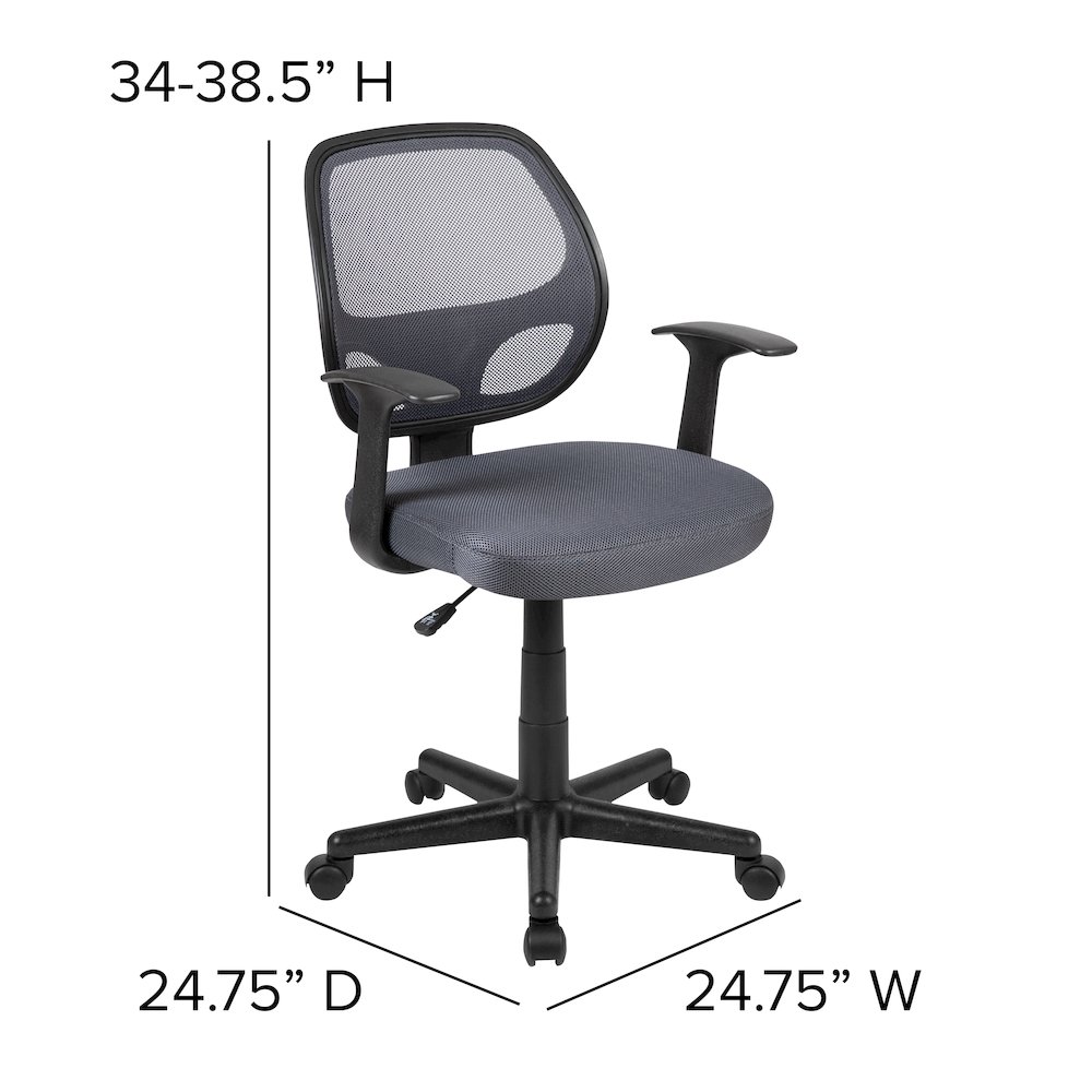 Fundamentals Mid-Back Gray Mesh Swivel Ergonomic Task Office Chair with Arms. Picture 7