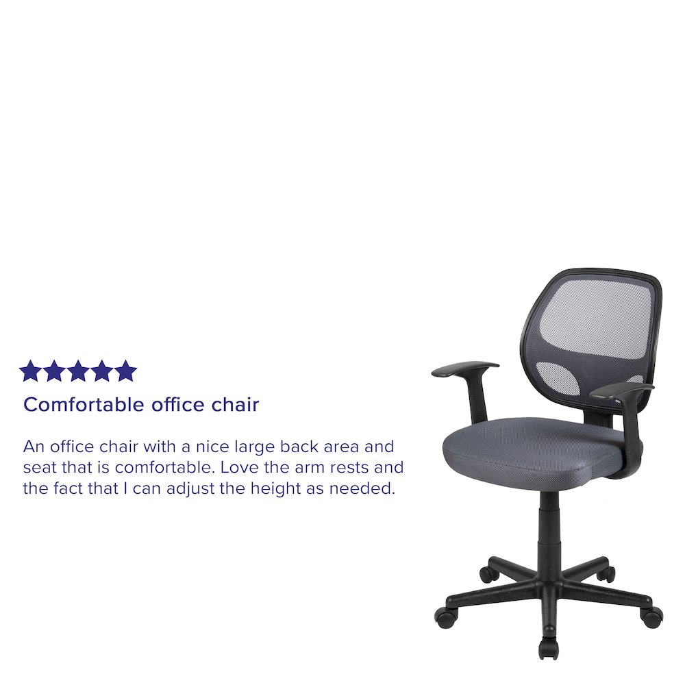 Fundamentals Mid-Back Gray Mesh Swivel Ergonomic Task Office Chair with Arms. Picture 5