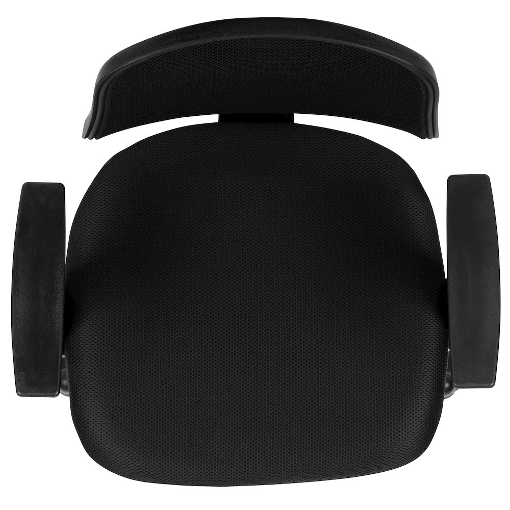 Mid-Back Black Mesh Swivel Task Office Chair with Pivot Back and Arms. Picture 12
