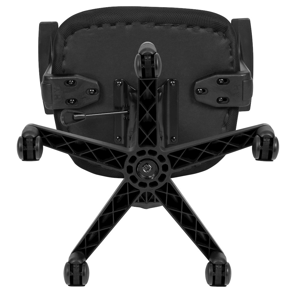 Mid-Back Black Mesh Swivel Task Office Chair with Pivot Back and Arms. Picture 13