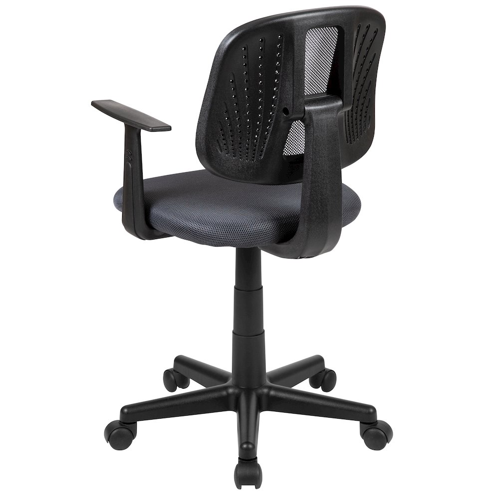Mid-Back Gray Mesh Swivel Task Office Chair with Pivot Back and Arms. Picture 11