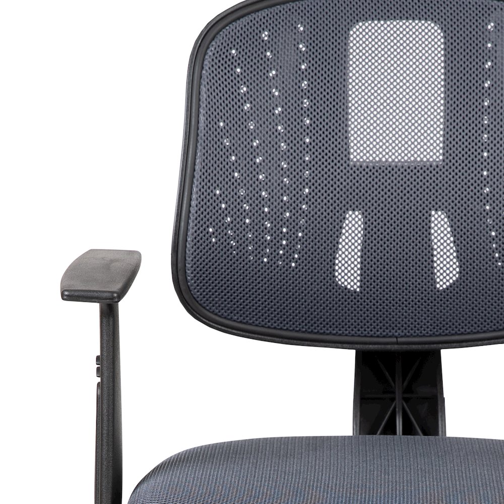 Mid-Back Gray Mesh Swivel Task Office Chair with Pivot Back and Arms. Picture 9
