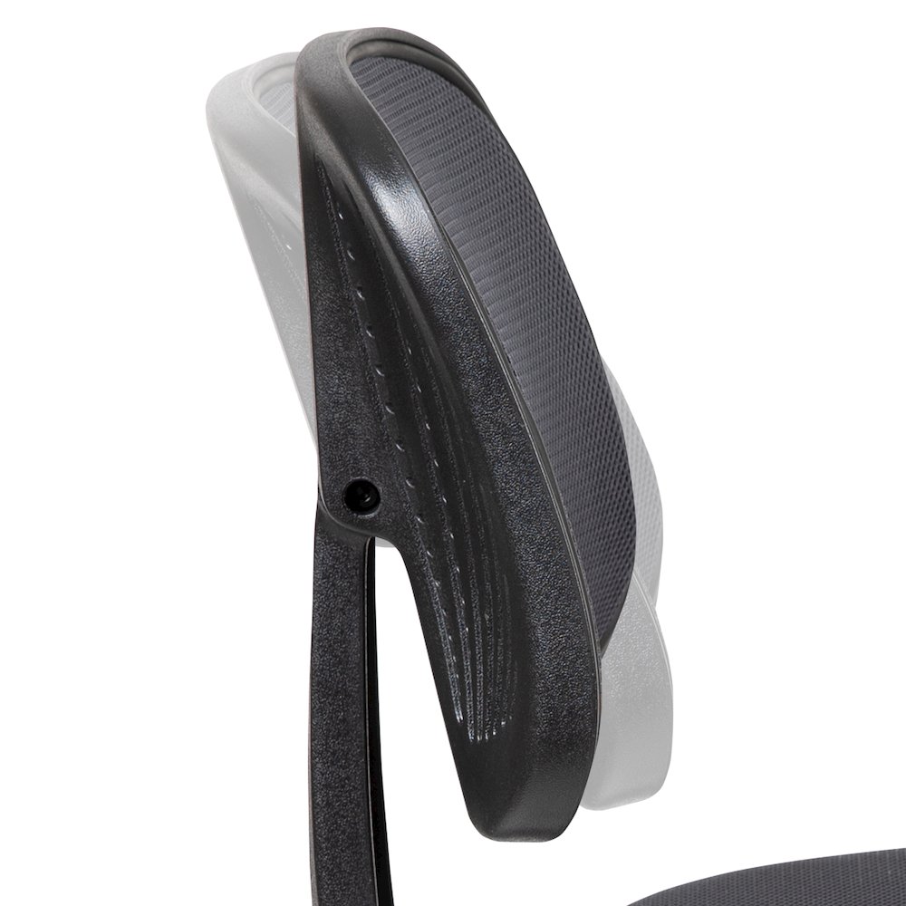 Mid-Back Gray Mesh Swivel Task Office Chair with Pivot Back and Arms. Picture 14