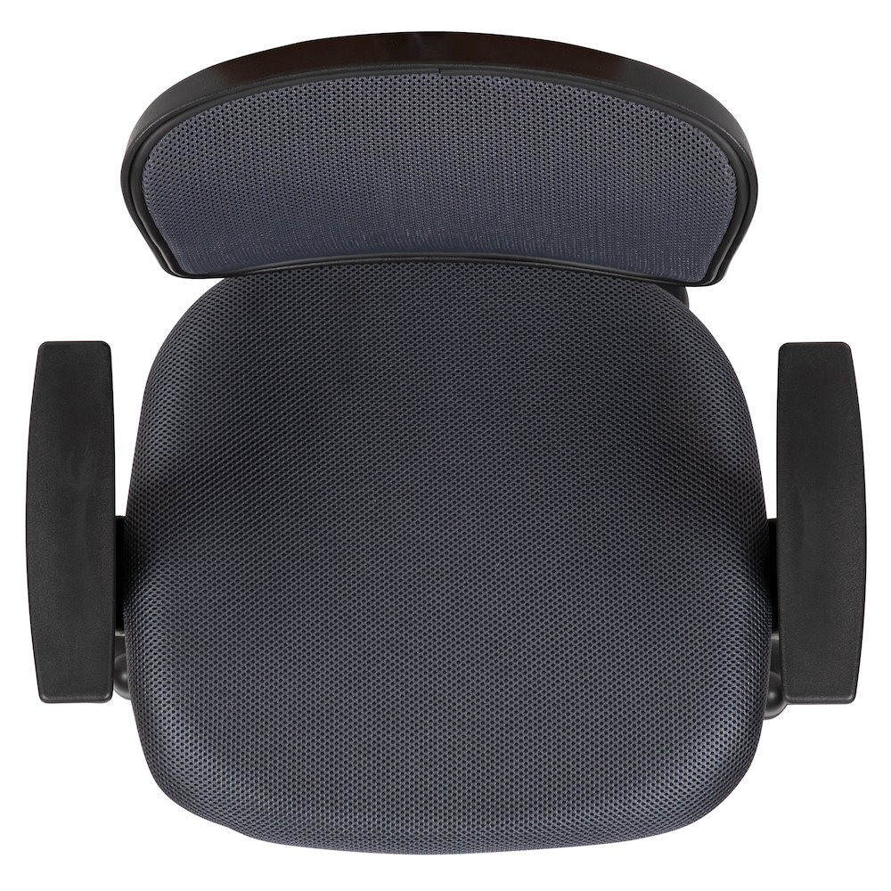 Mid-Back Gray Mesh Swivel Task Office Chair with Pivot Back and Arms. Picture 12