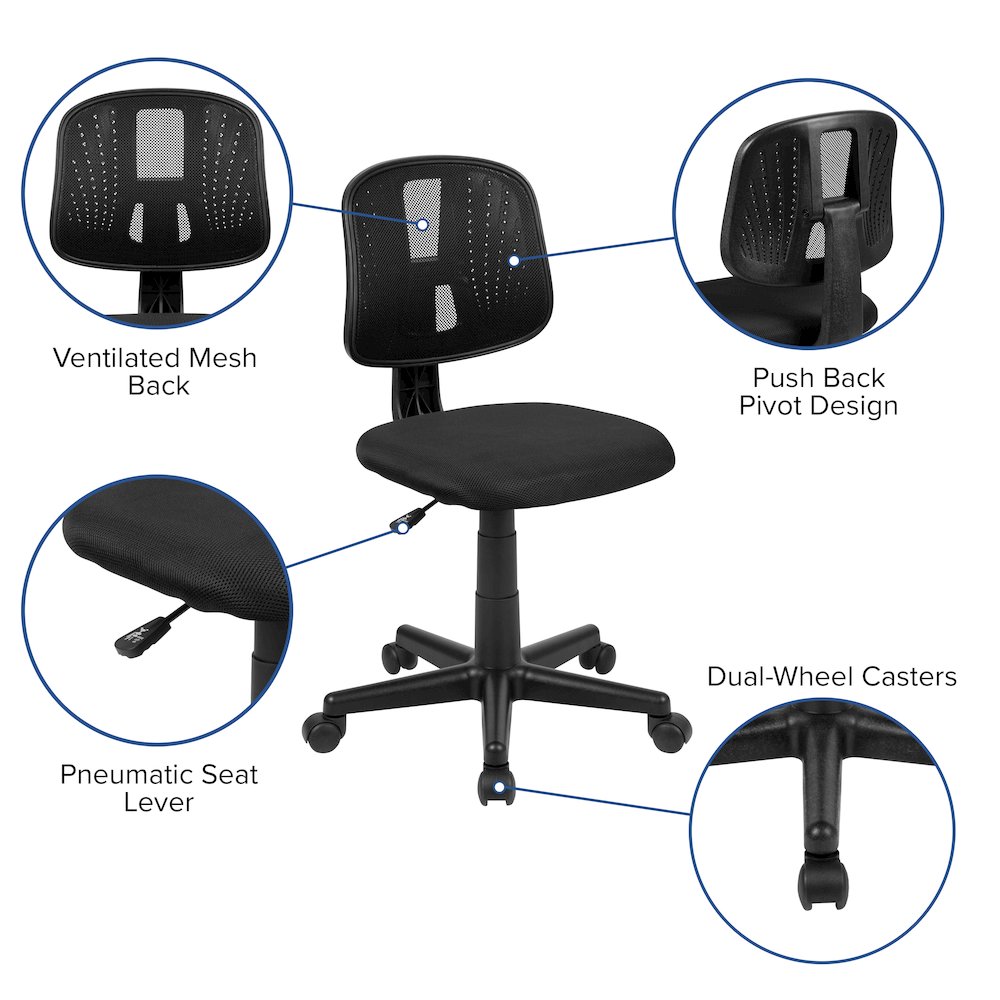 Fundamentals Mid-Back Black Mesh Swivel Task Office Chair with Pivot Back. Picture 6