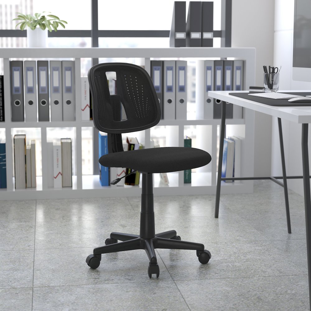 Fundamentals Mid-Back Black Mesh Swivel Task Office Chair with Pivot Back. Picture 2