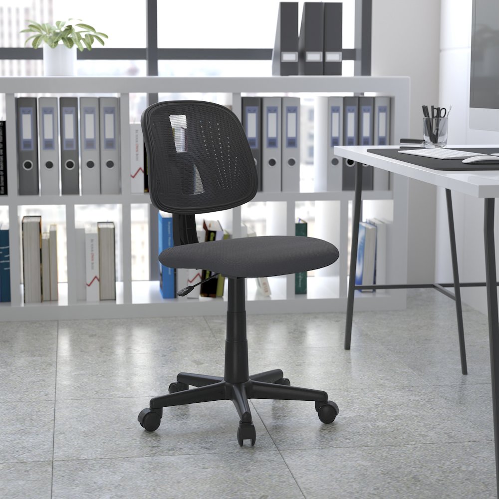 Mid-Back Gray Mesh Swivel Task Office Chair with Pivot Back, BIFMA Certified. Picture 11