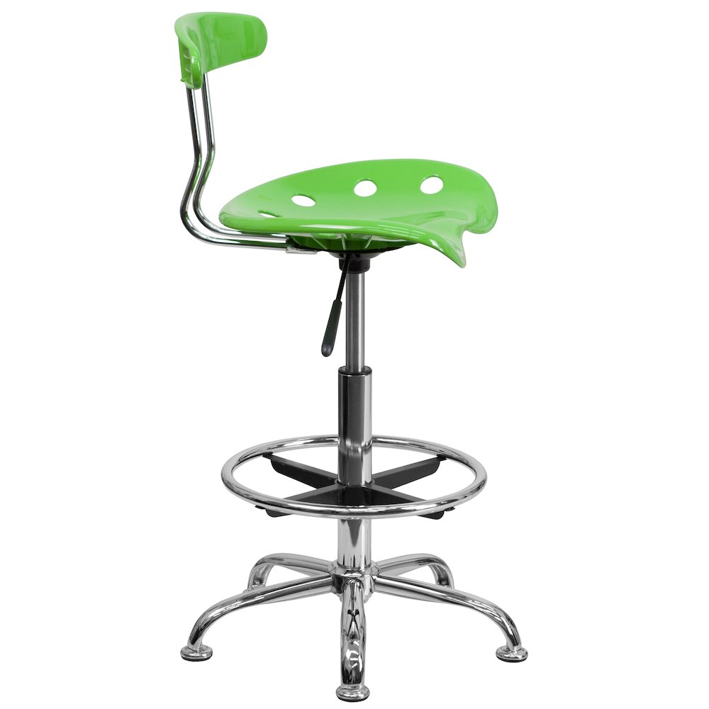 Vibrant Apple Green and Chrome Drafting Stool with Tractor Seat. Picture 6