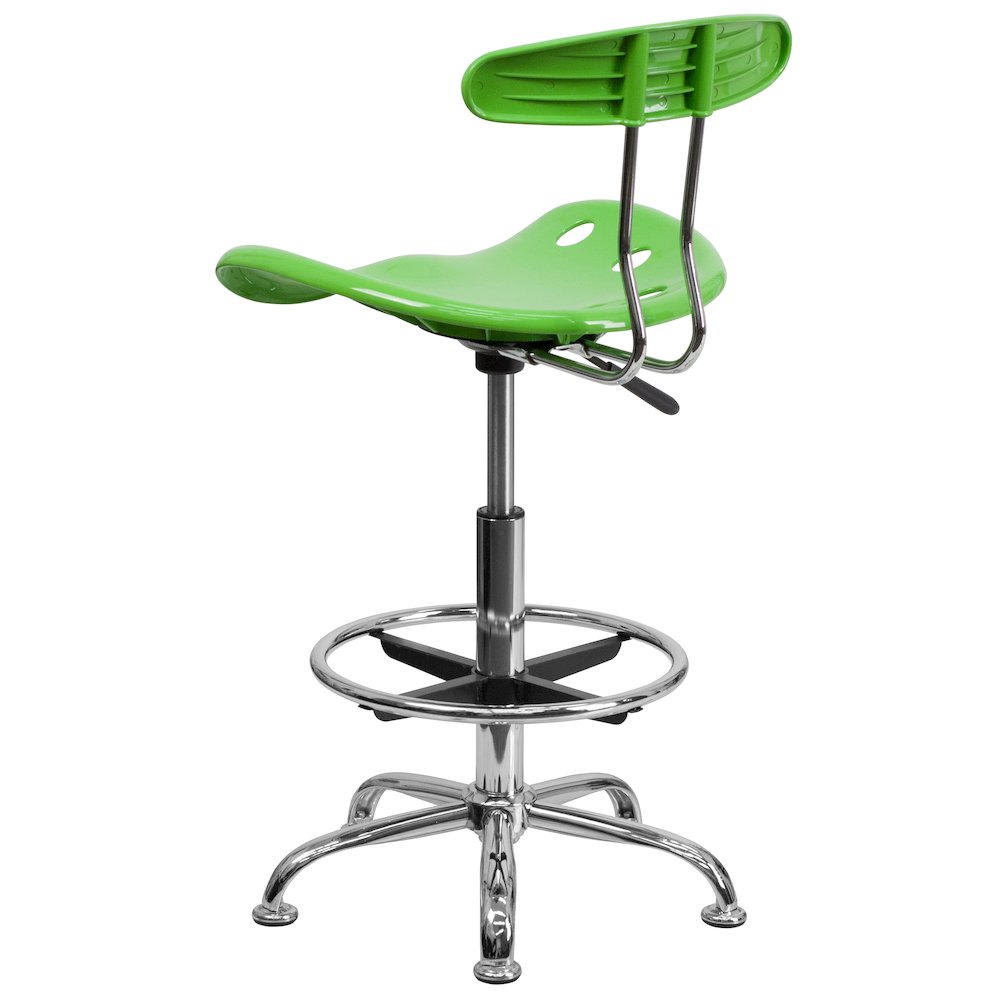 Vibrant Apple Green and Chrome Drafting Stool with Tractor Seat. Picture 5