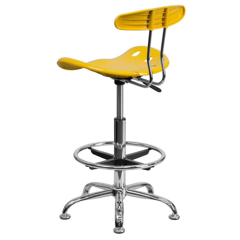 Vibrant Yellow and Chrome Drafting Stool with Tractor Seat. Picture 6