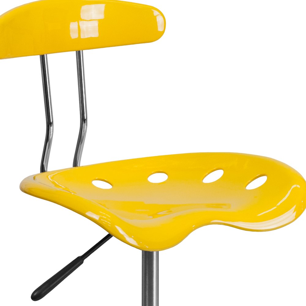 Vibrant Yellow and Chrome Drafting Stool with Tractor Seat. Picture 7
