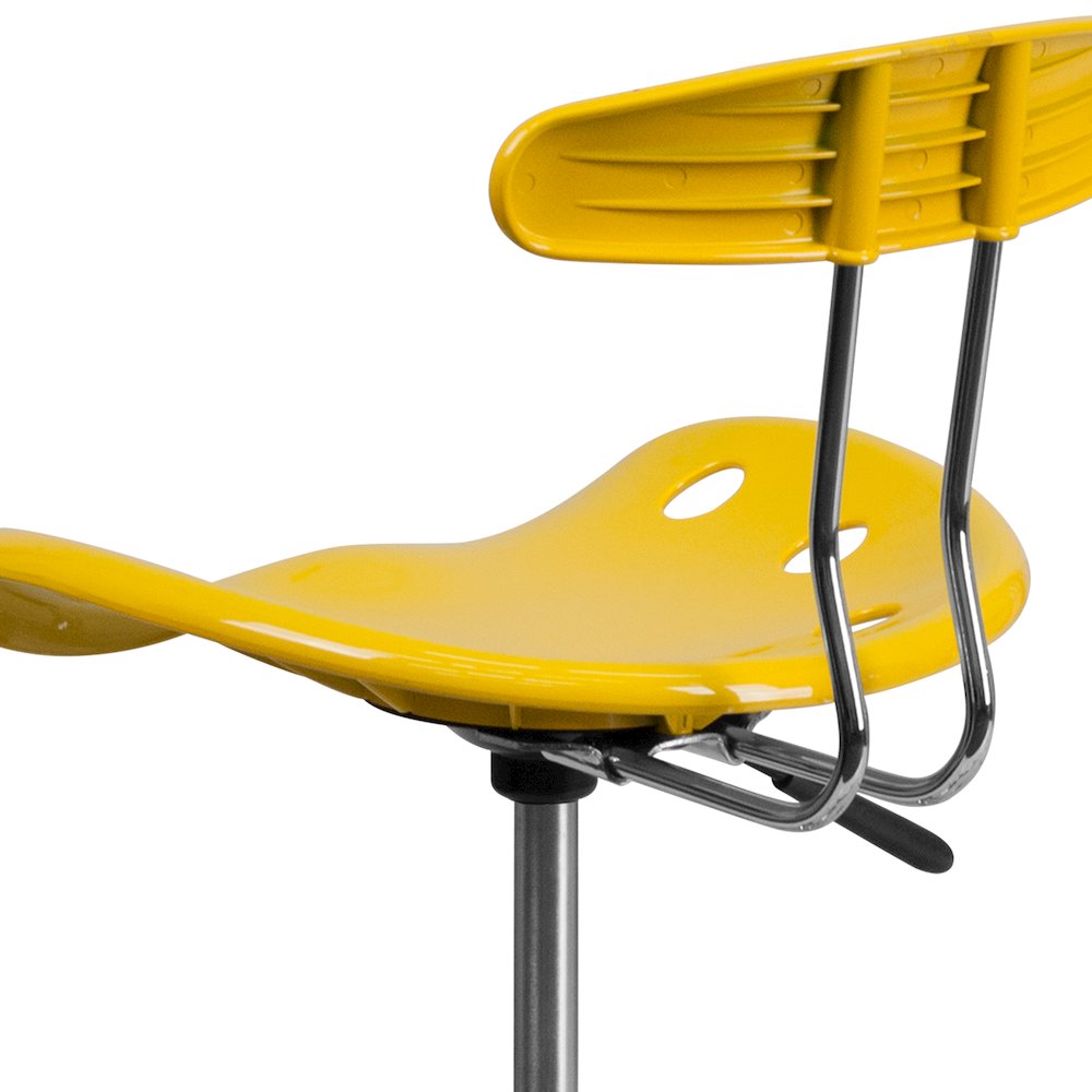 Vibrant Yellow and Chrome Drafting Stool with Tractor Seat. Picture 10