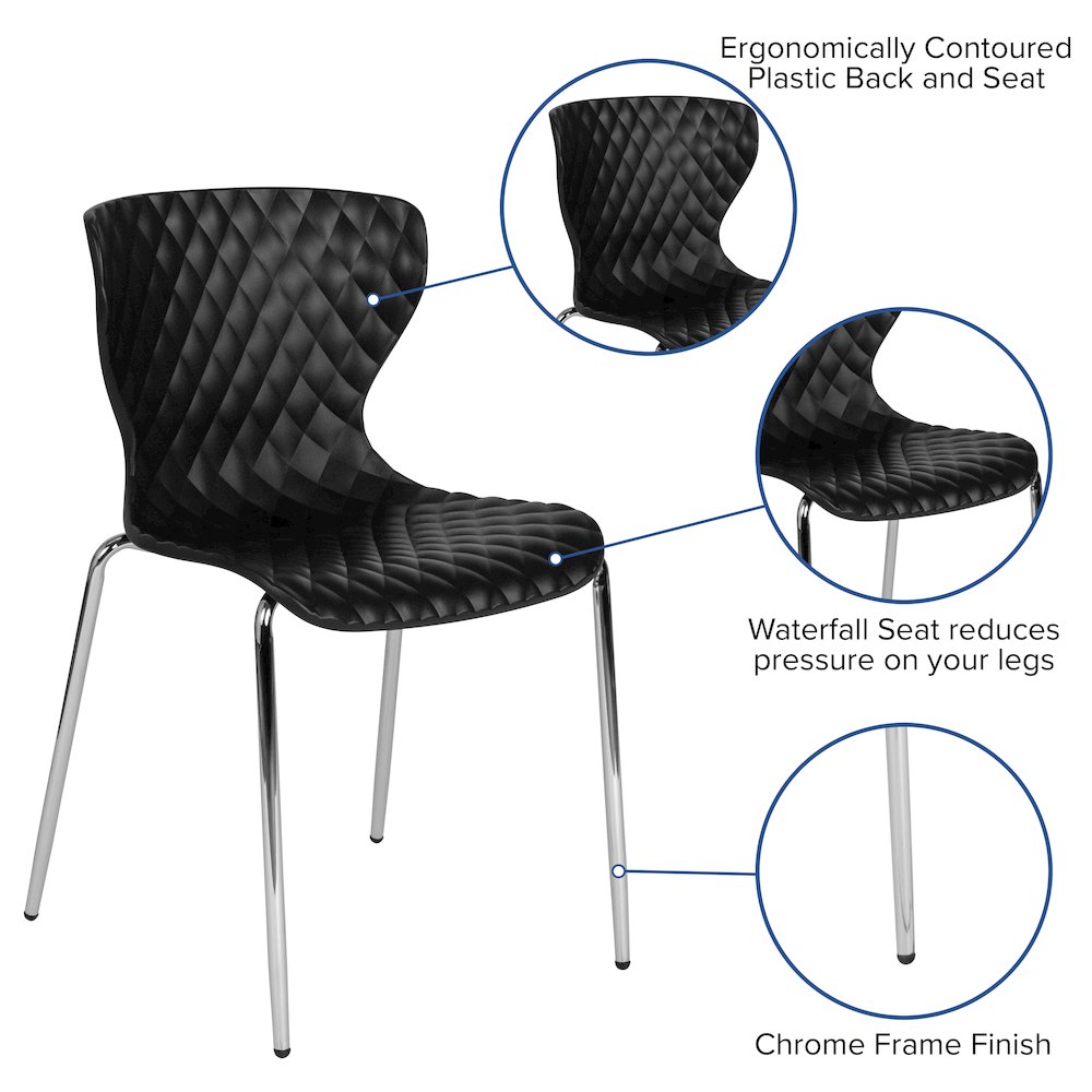Contemporary Design Black Plastic Stack Chair. Picture 5