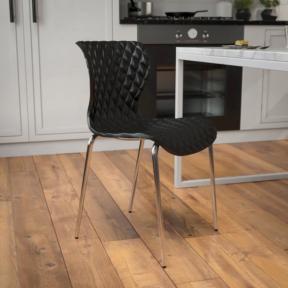 Contemporary Design Black Plastic Stack Chair. Picture 2