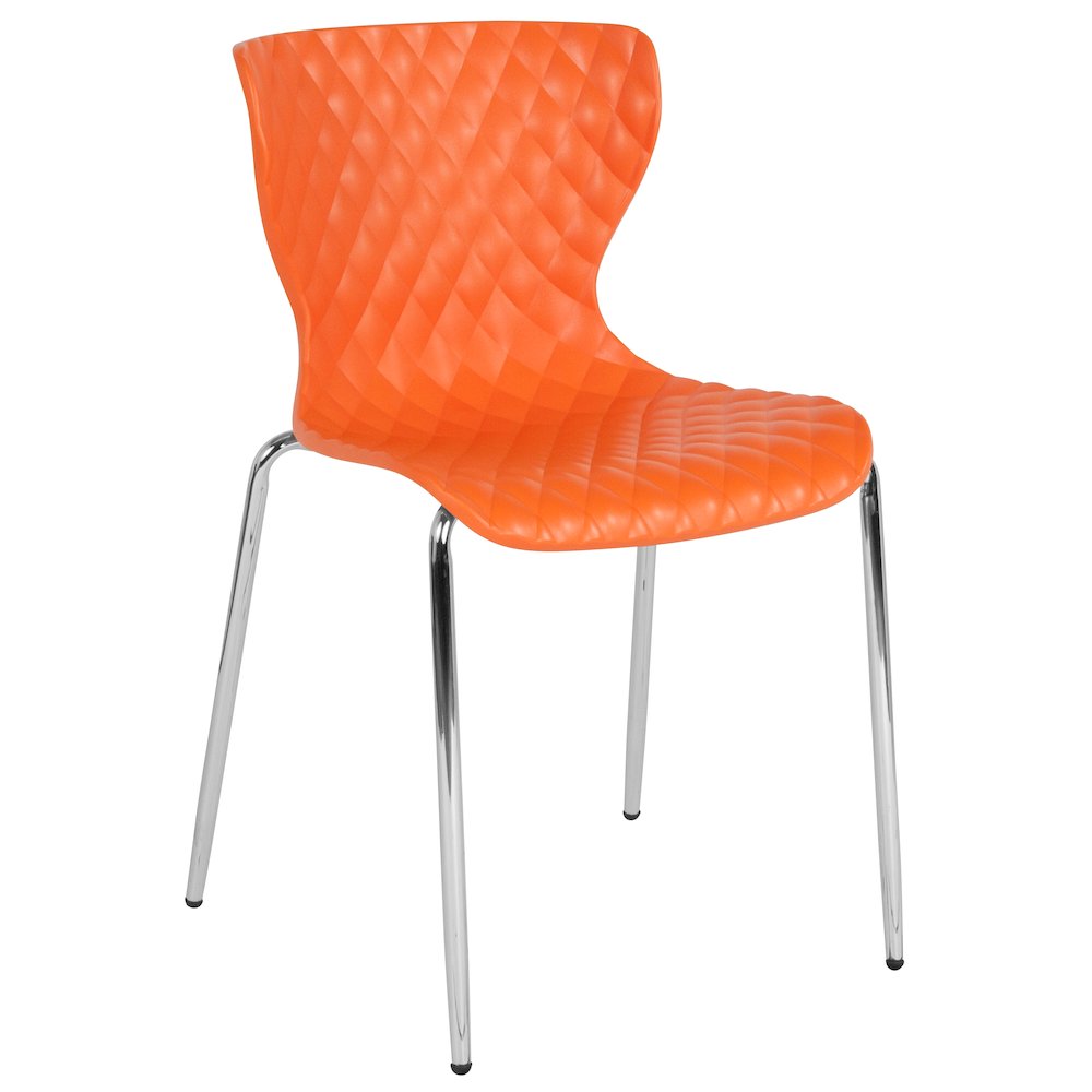 Contemporary Design Orange Plastic Stack Chair. Picture 1