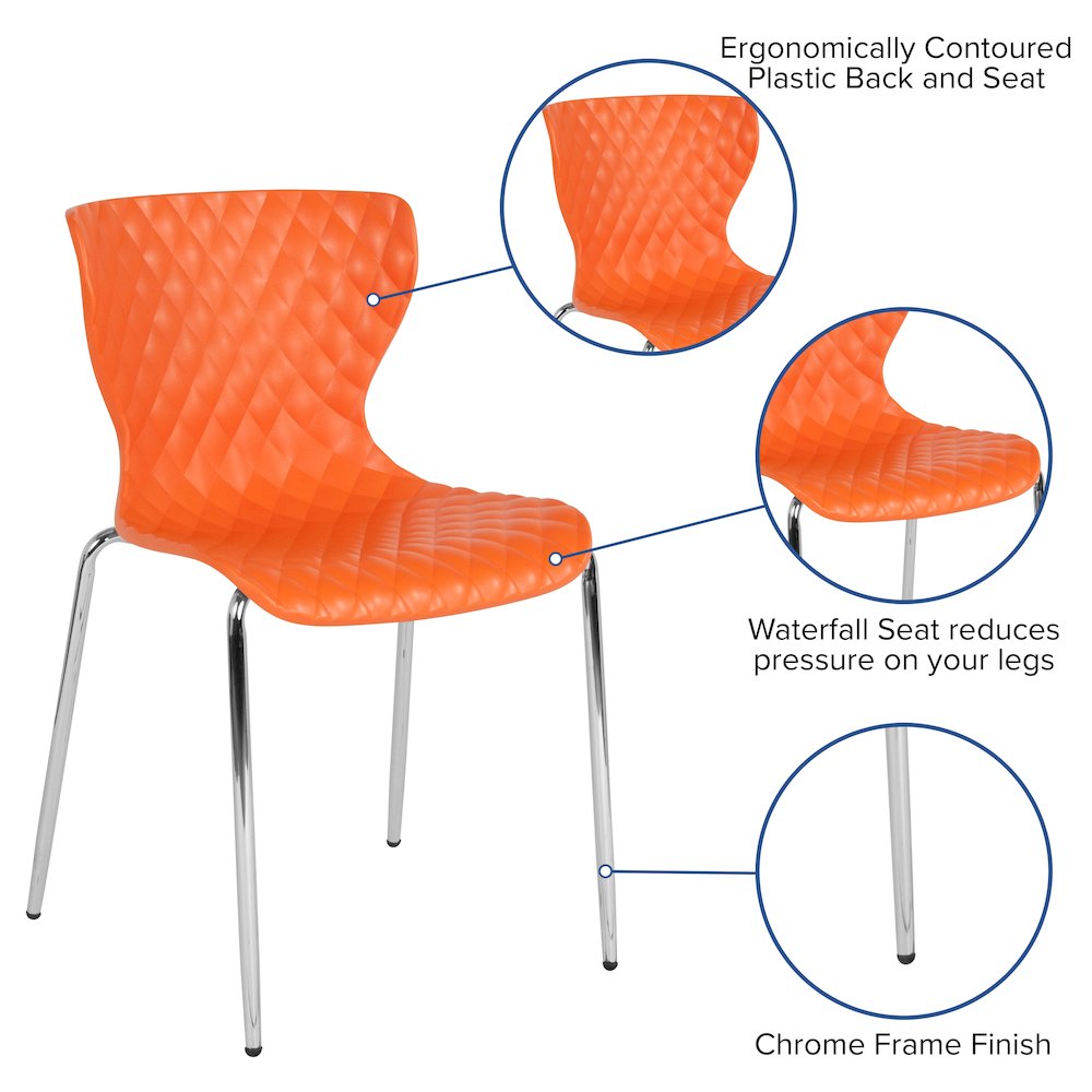 Contemporary Design Orange Plastic Stack Chair. Picture 4