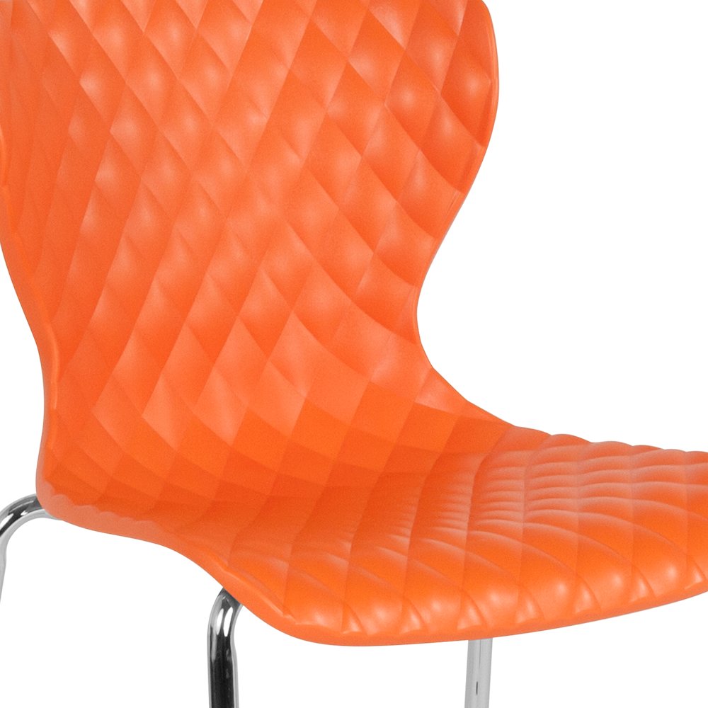 Contemporary Design Orange Plastic Stack Chair. Picture 7