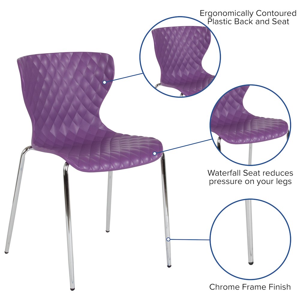 Contemporary Design Purple Plastic Stack Chair. Picture 5
