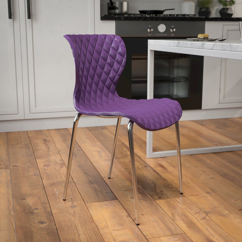 Contemporary Design Purple Plastic Stack Chair. Picture 2
