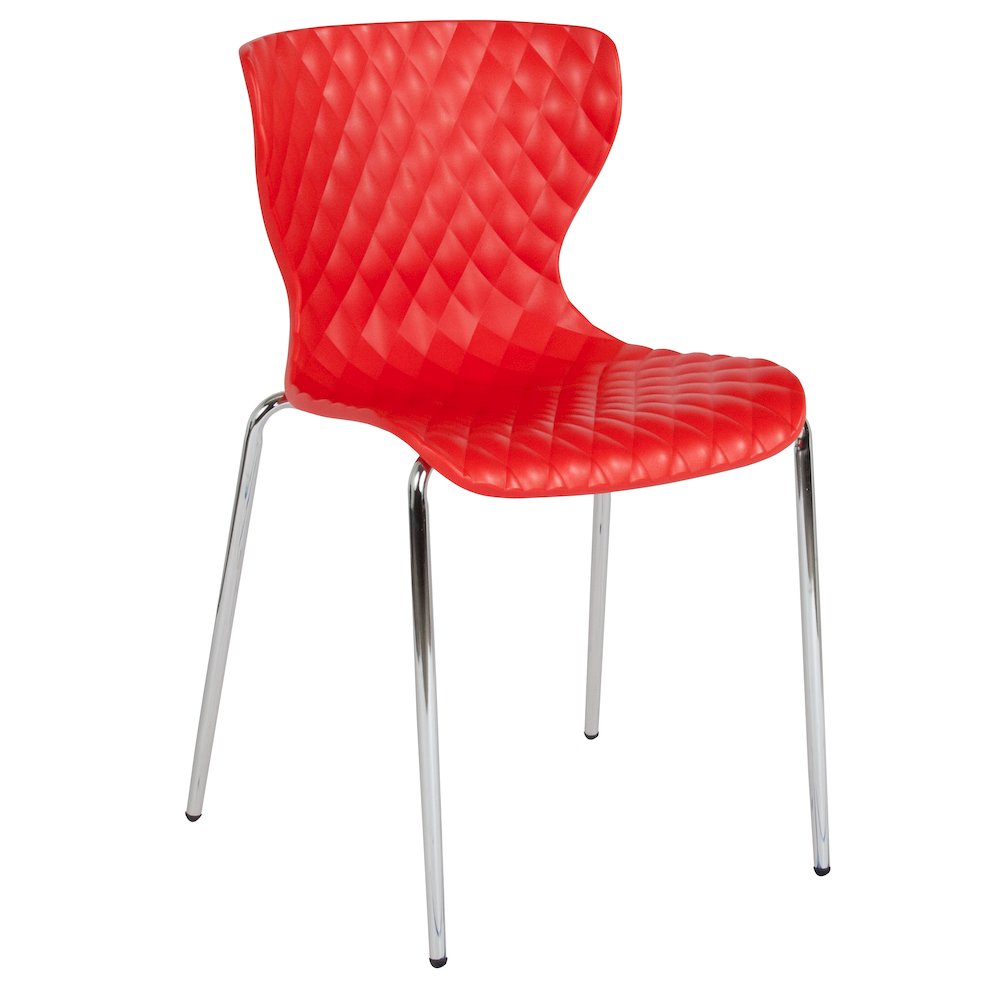 Contemporary Design Red Plastic Stack Chair. Picture 1