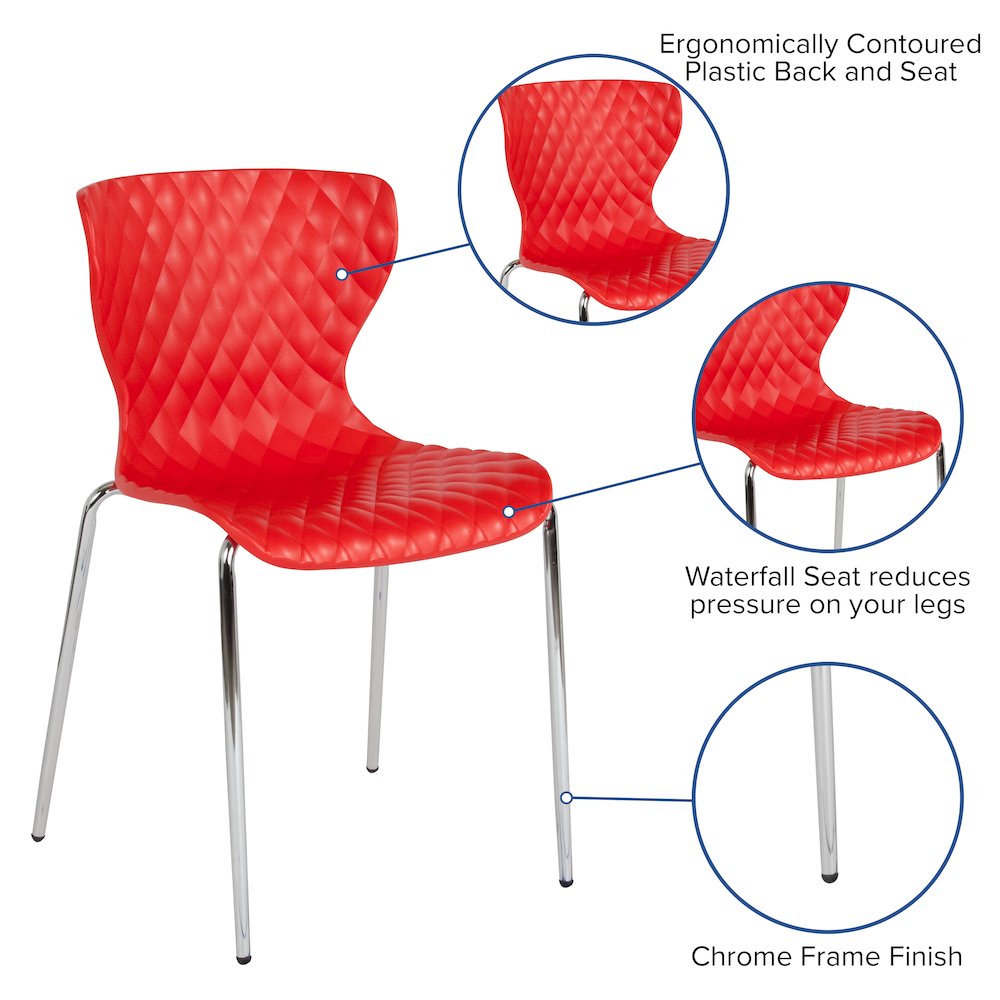 Contemporary Design Red Plastic Stack Chair. Picture 4
