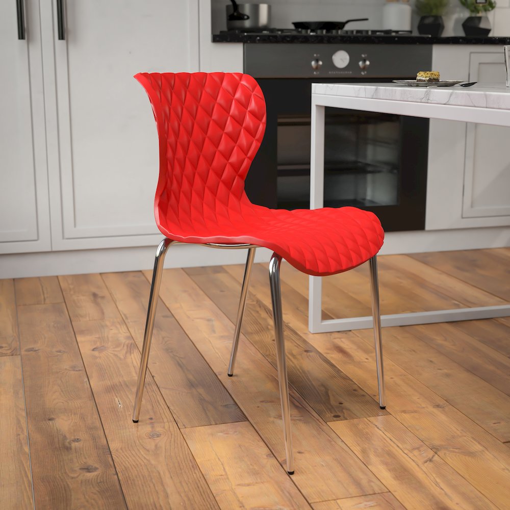 Contemporary Design Red Plastic Stack Chair. Picture 2