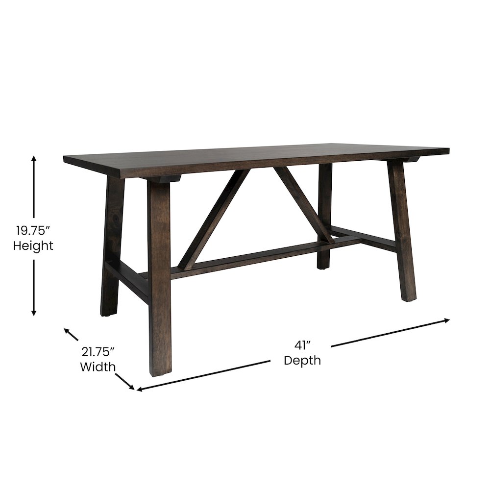 Eli Solid Wood Farmhouse Coffee Table, Trestle Style Accent Table in Dark Gray. Picture 5