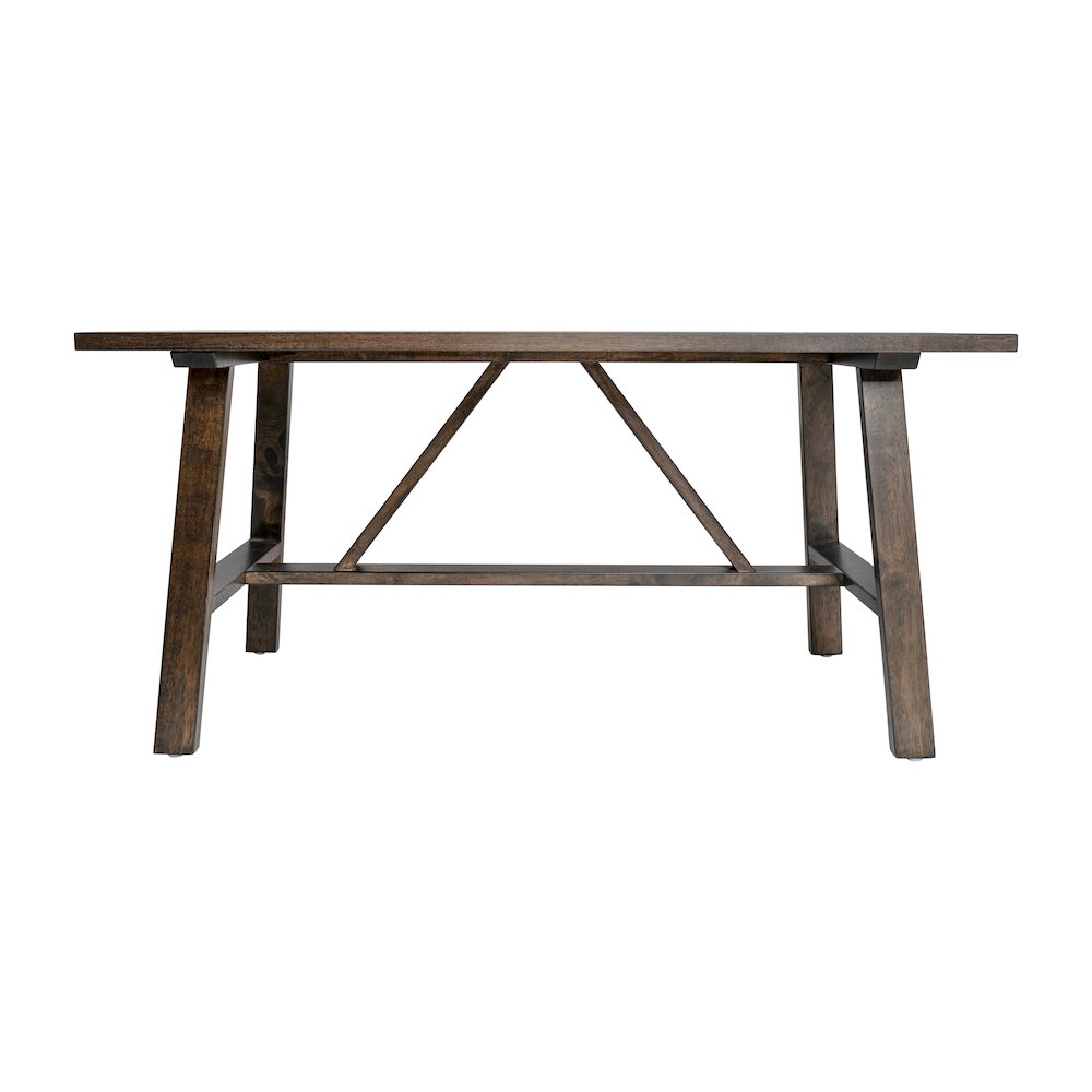 Eli Solid Wood Farmhouse Coffee Table, Trestle Style Accent Table in Dark Gray. Picture 9
