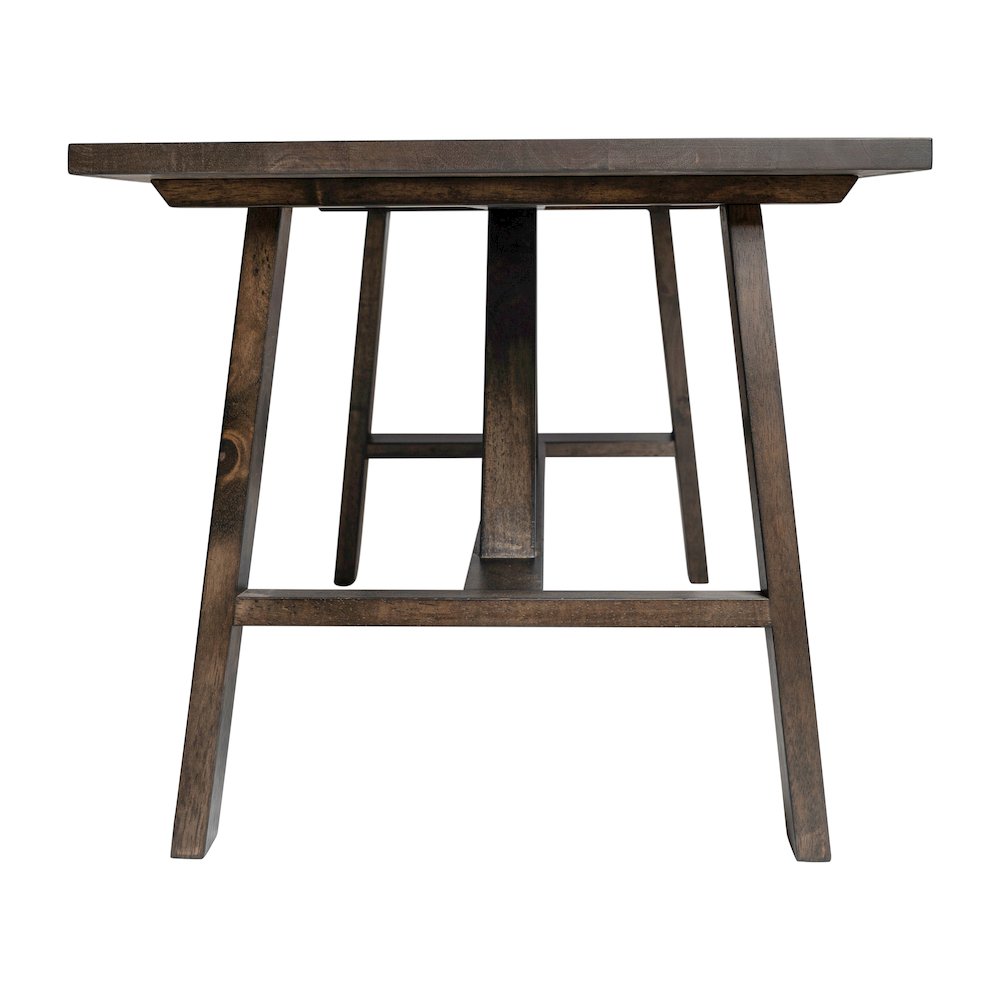 Eli Solid Wood Farmhouse Coffee Table, Trestle Style Accent Table in Dark Gray. Picture 8