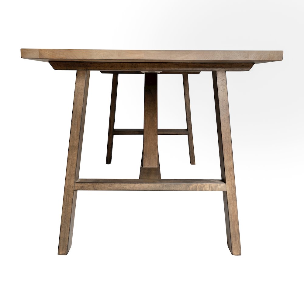 Solid Wood Farmhouse Coffee Table, Trestle Style Accent Table in Rustic Brown. Picture 8