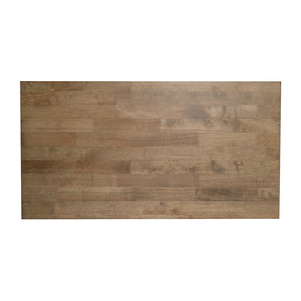 Solid Wood Farmhouse Coffee Table, Trestle Style Accent Table in Rustic Brown. Picture 10