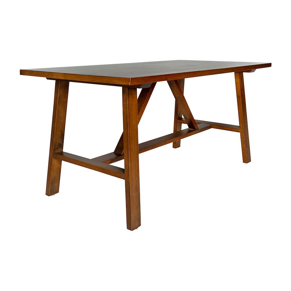 Eli Solid Wood Farmhouse Coffee Table, Trestle Style Accent Table in Walnut. Picture 1