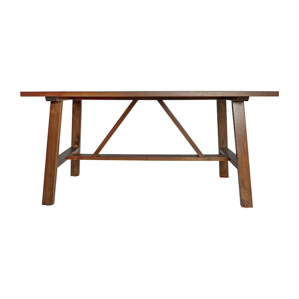 Eli Solid Wood Farmhouse Coffee Table, Trestle Style Accent Table in Walnut. Picture 9