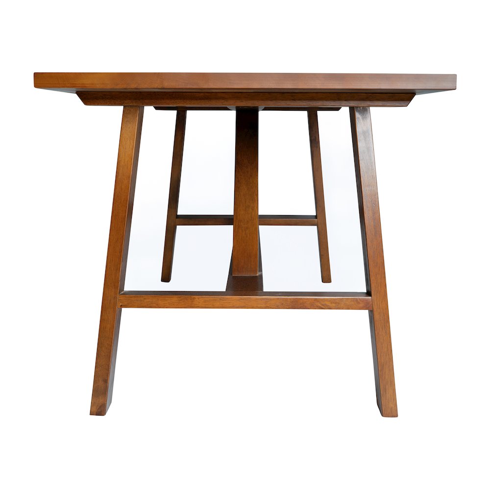 Eli Solid Wood Farmhouse Coffee Table, Trestle Style Accent Table in Walnut. Picture 8